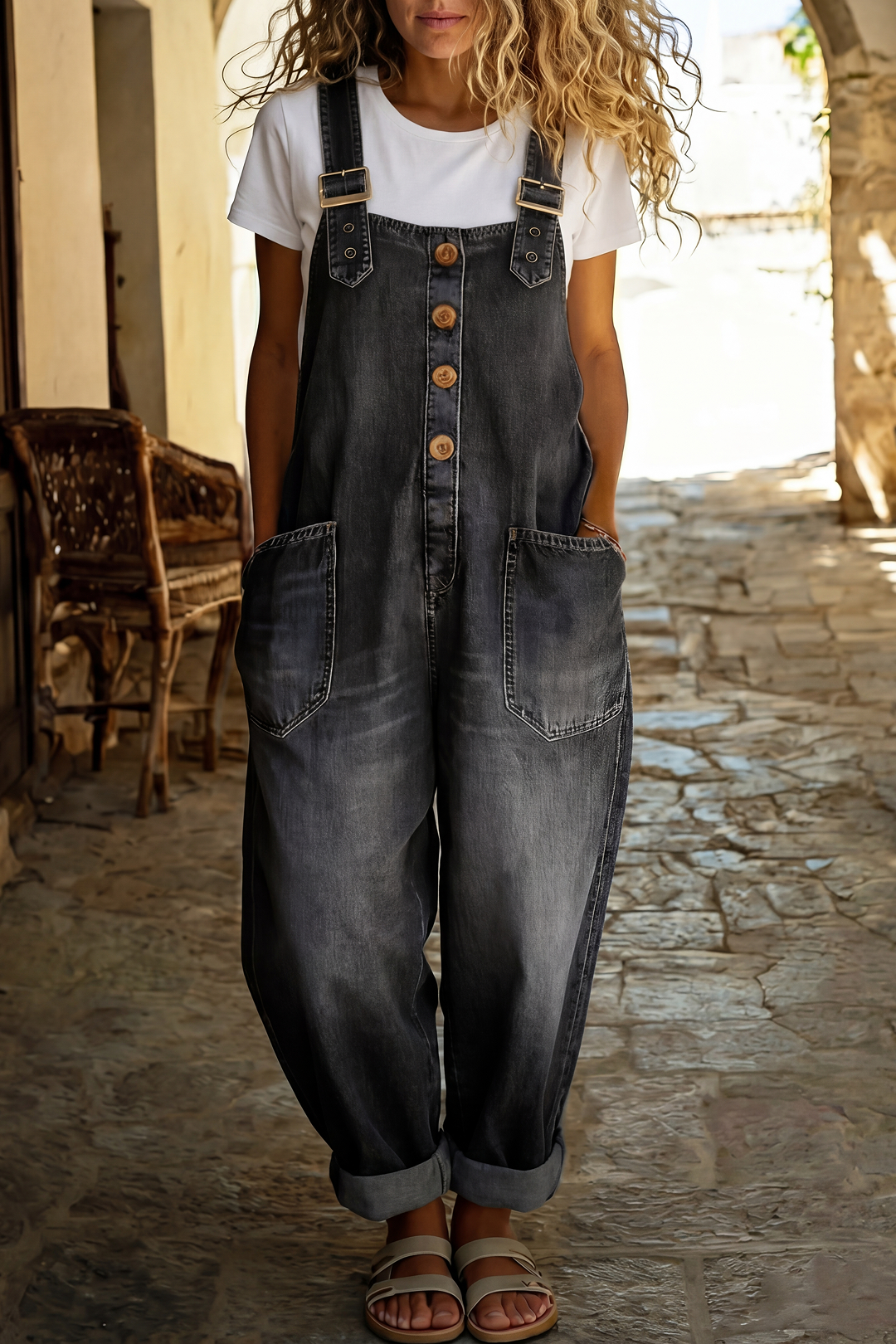 Rocio | Tuta casual in denim con fibbia regolabile