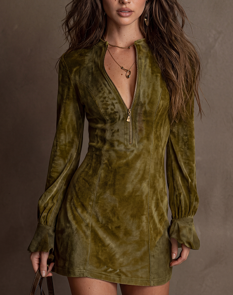 Abito elegante mini abito a maniche lunghe, abbigliamento casual da donna