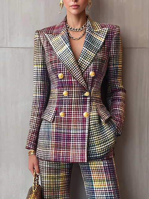 Completo a quadri con blazer incrociato | The Milano