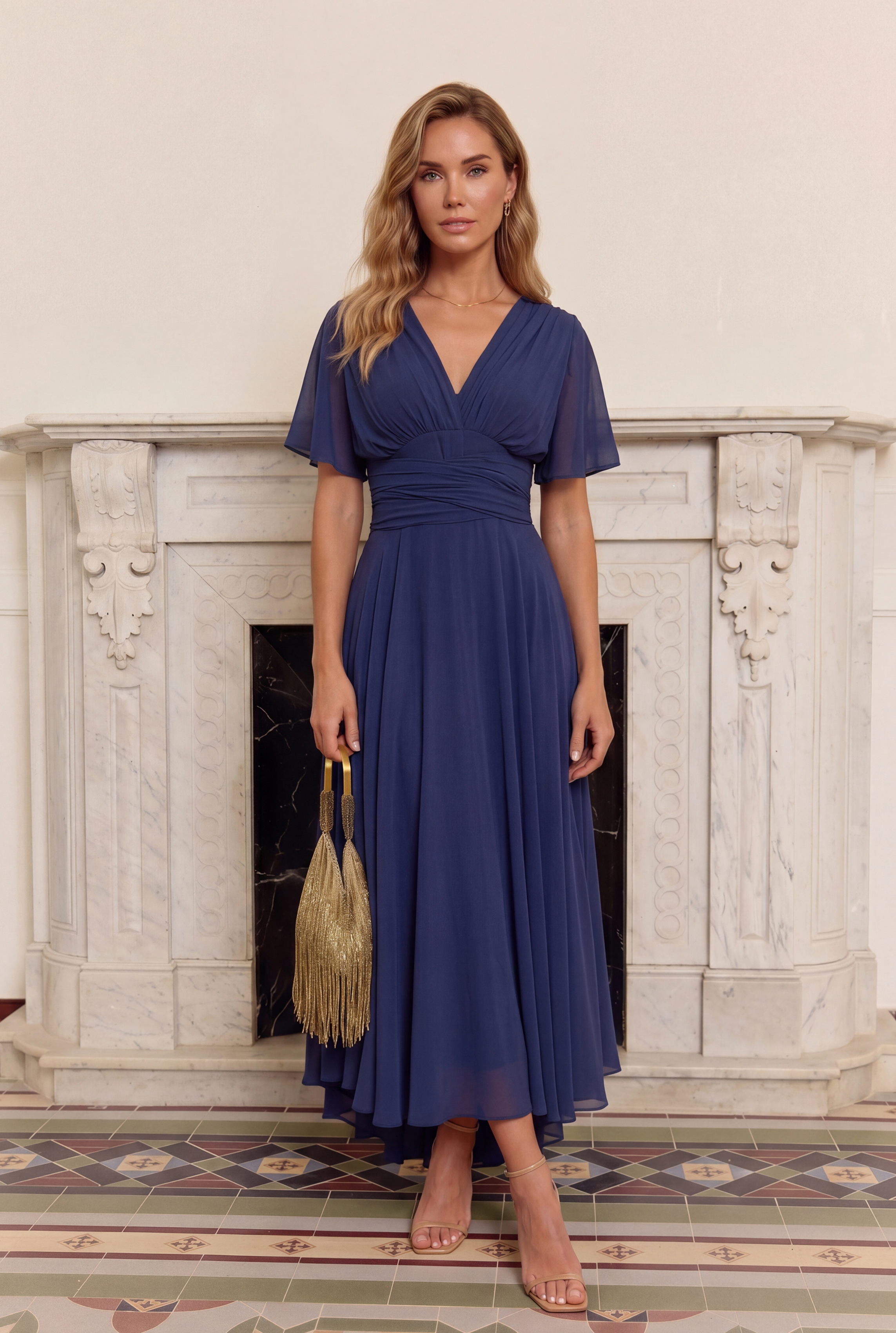 The Murano | Abito blu navy multiposizione con gonna asimmetrica