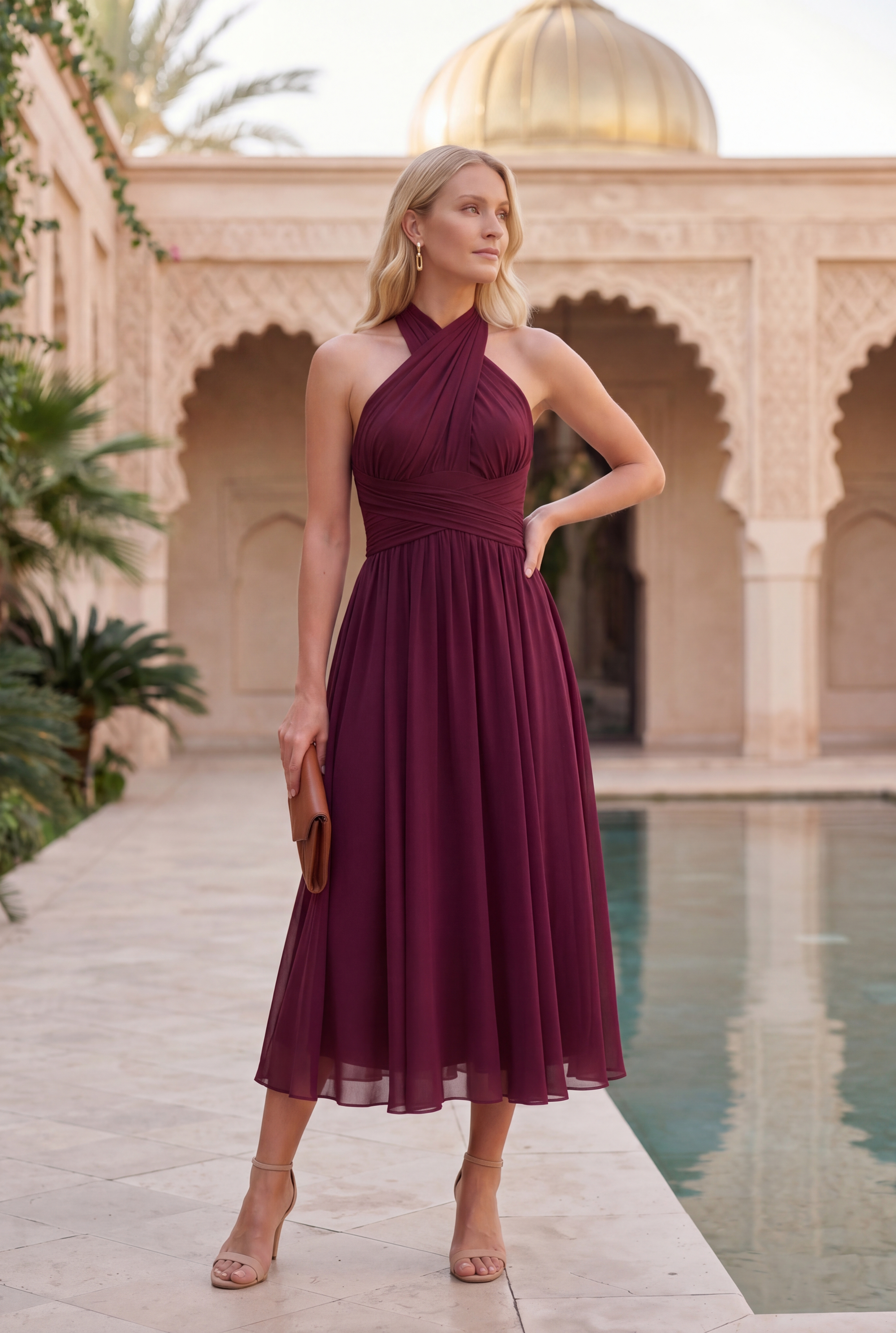 VESTIDO THE MURANO BURDEOS