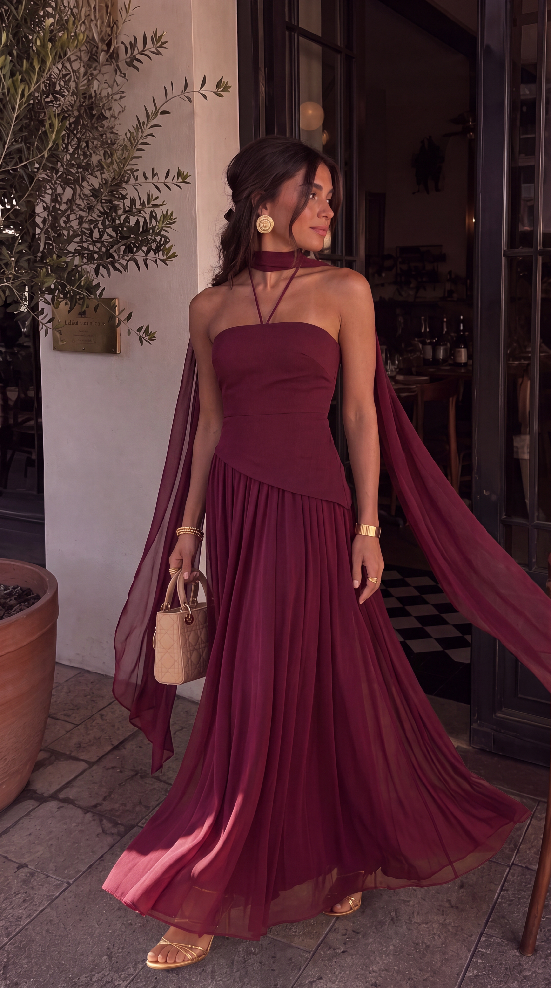 VESTIDO MAGNOLIA BURDEOS