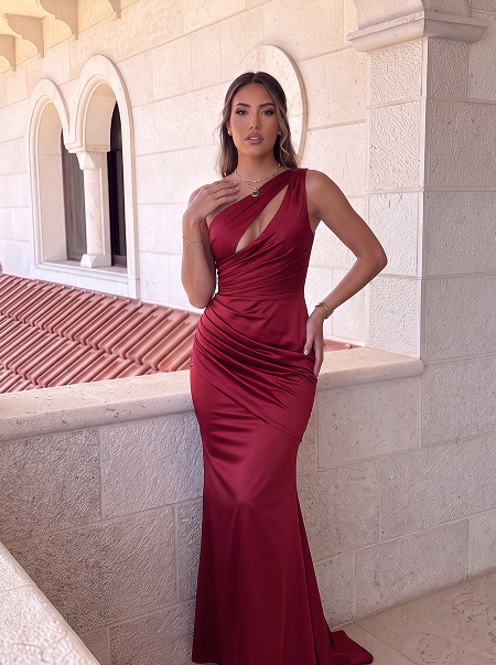 La Dorada | Vestido Largo Drapeado con Abertura Lateral