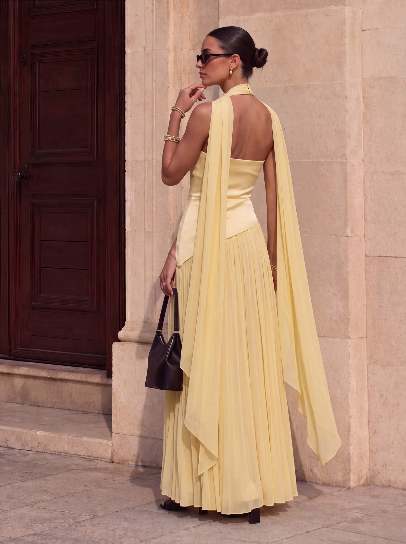 VESTIDO MAGNOLIA BURDEOS AMARILLO