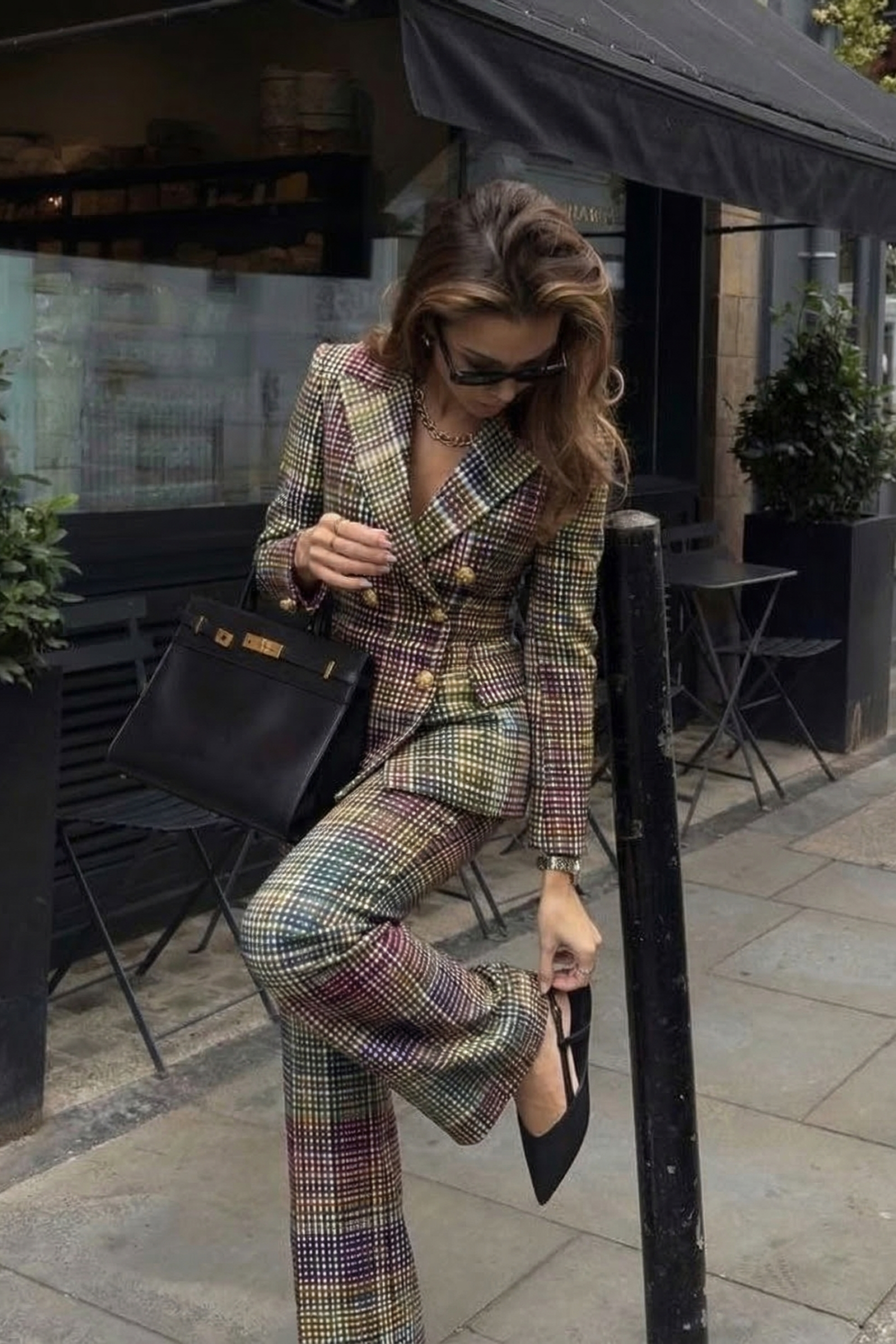 Completo a quadri con blazer incrociato | The Milano