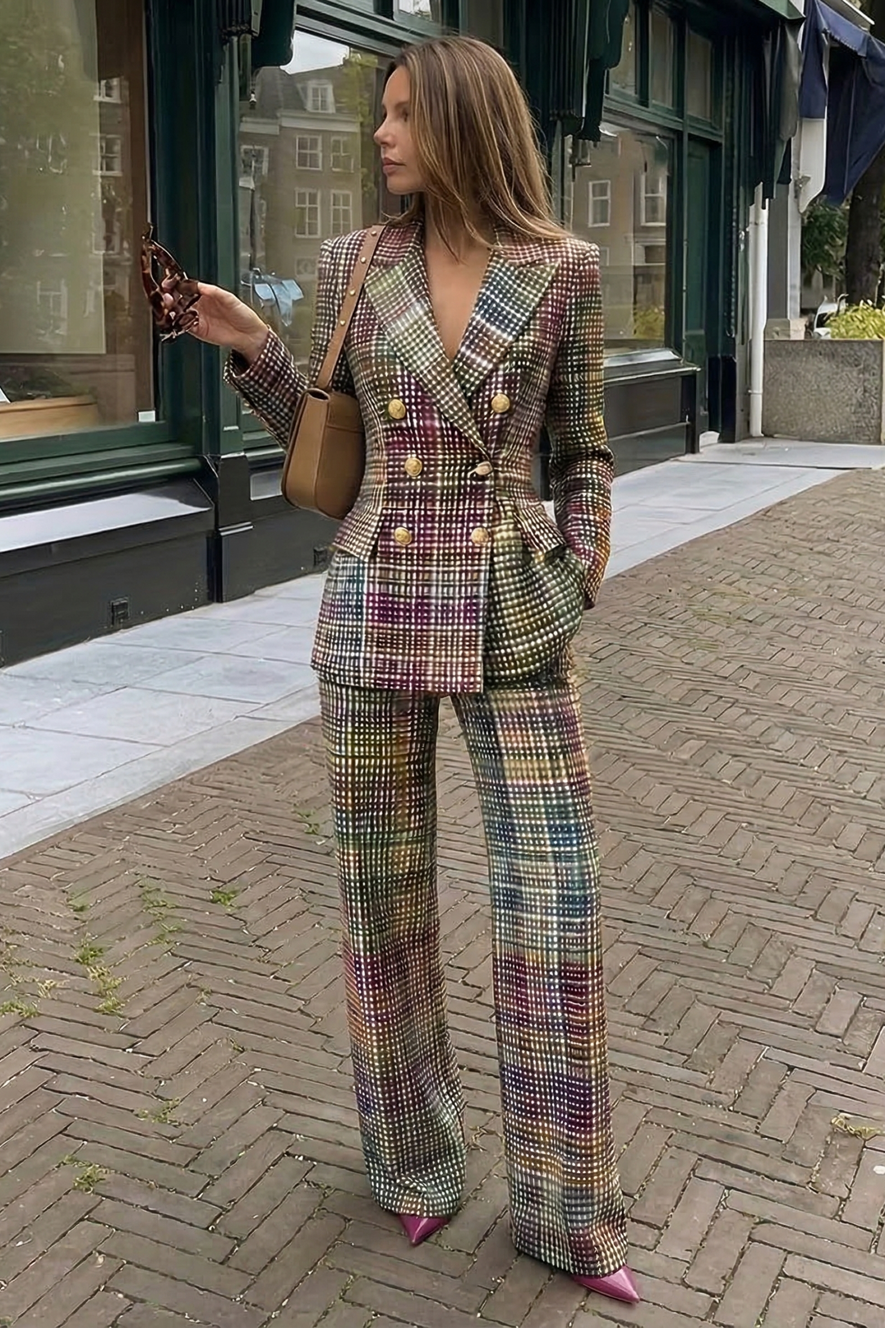 Completo a quadri con blazer incrociato | The Milano