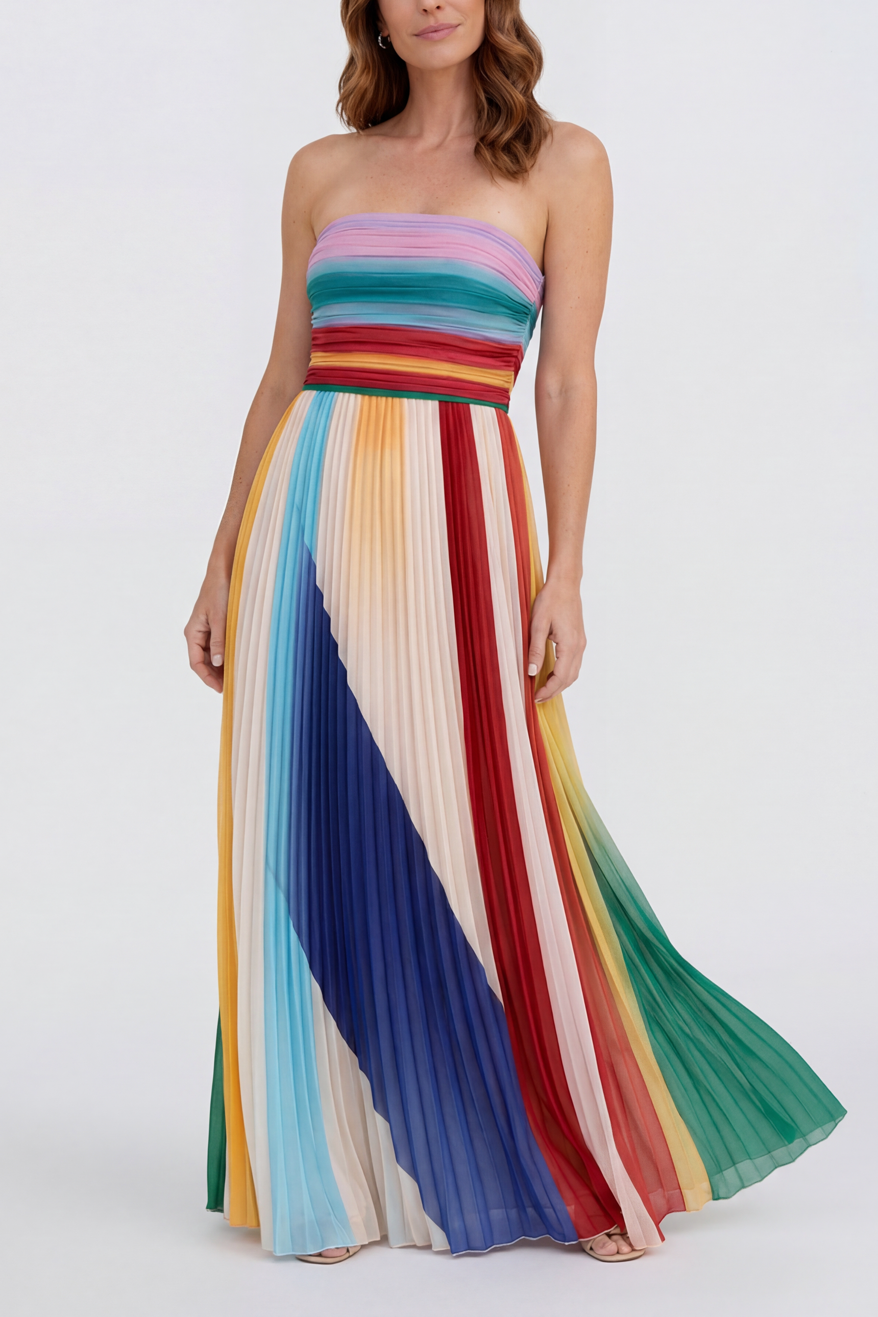 Vestido de Invitada Riviera de Verano con Rayas de Colores