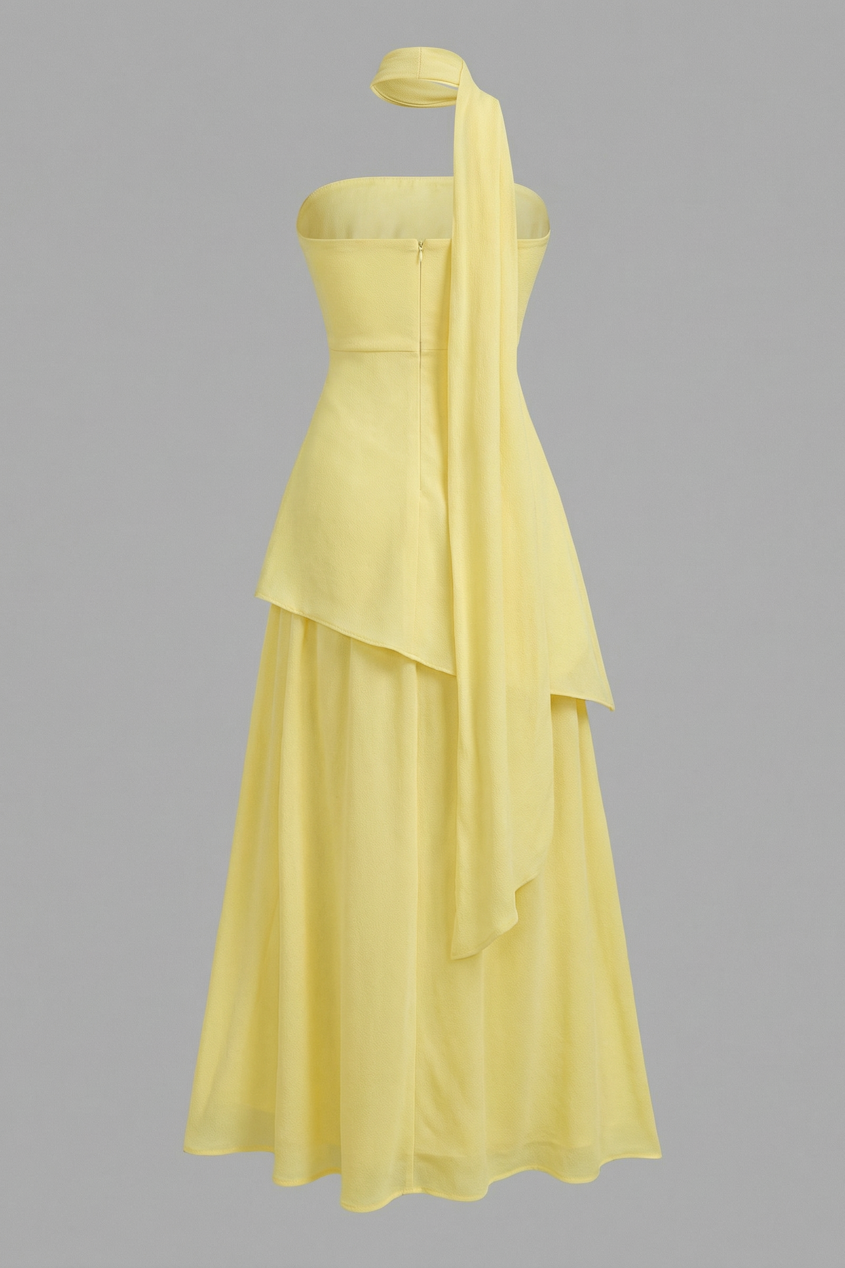 Vestido de Invitada Largo Asimétrico con Capa Drapeada