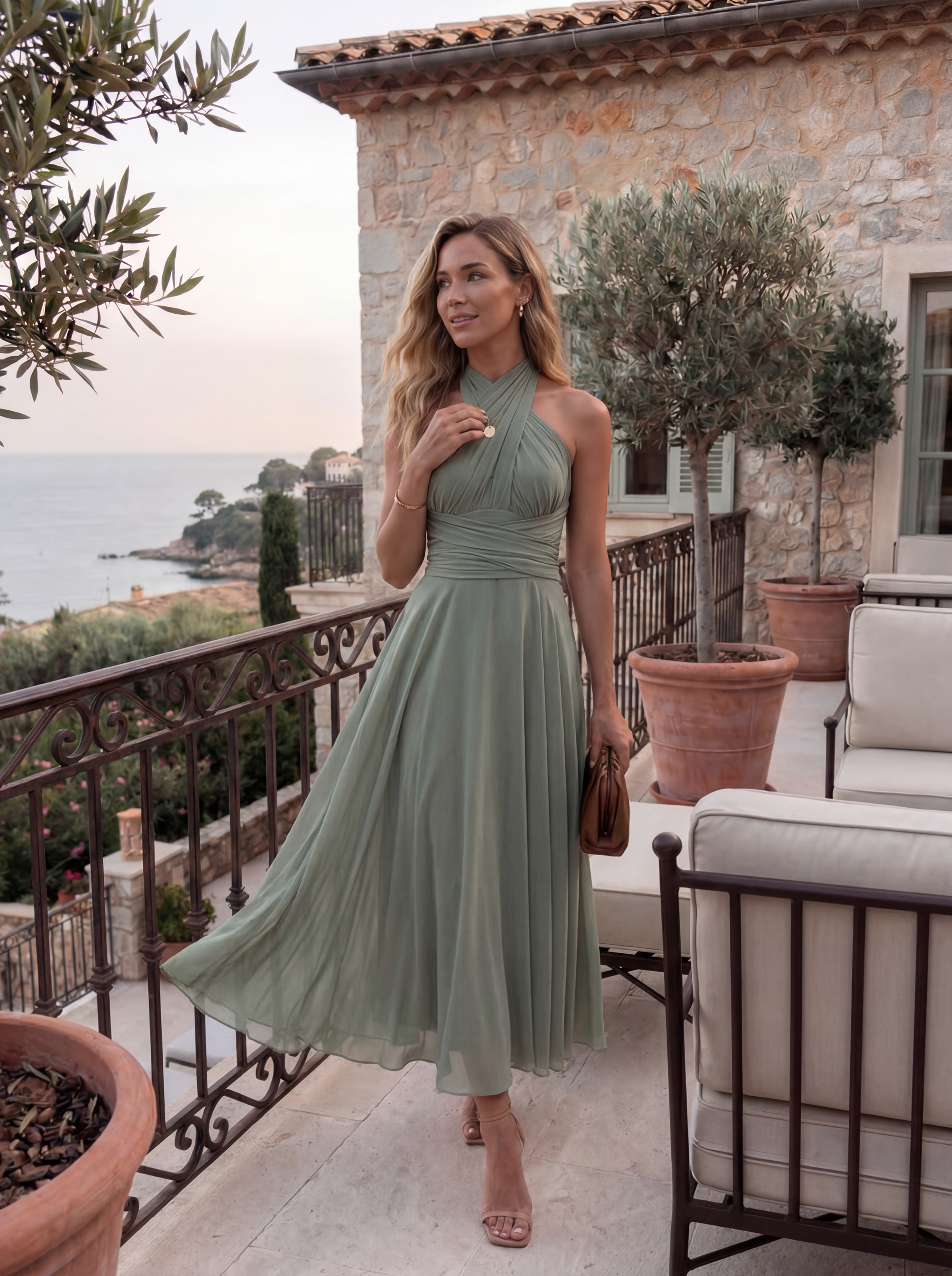 The Murano | Vestido azul marino con falda asimétrica y múltiples formas de llevar