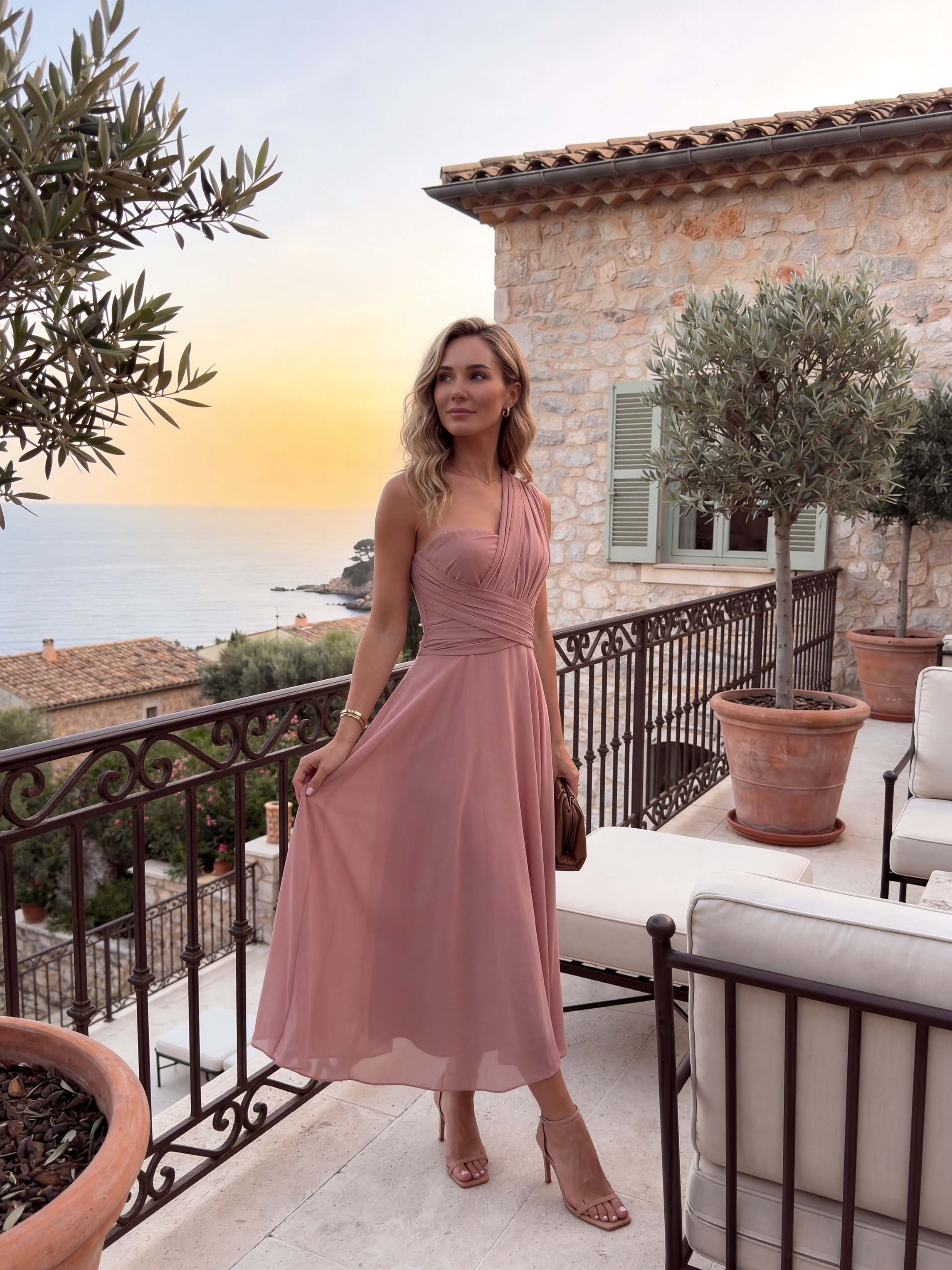 The Murano | Vestido azul marino con falda asimétrica y múltiples formas de llevar