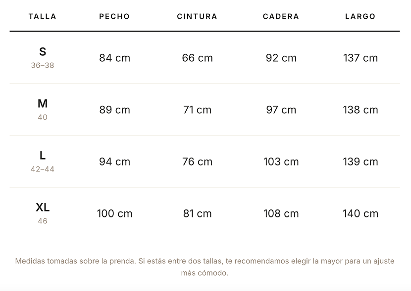 Guía de tallas (cm)