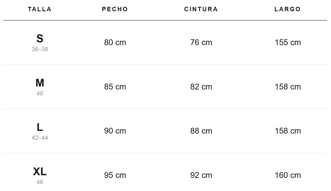 Tabella taglie in centimetri
