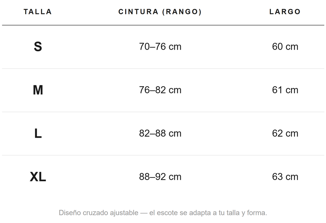 Tabella taglie in centimetri