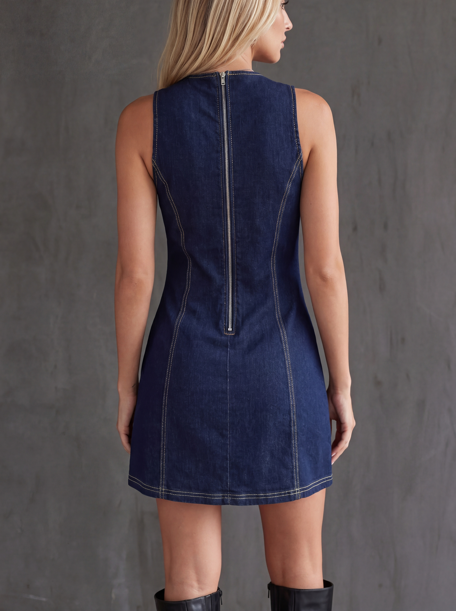 Abito casual in denim da donna in stile minimalista