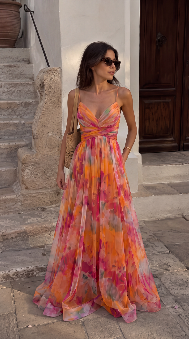 Giselle | Precioso vestido largo con estampado floral
