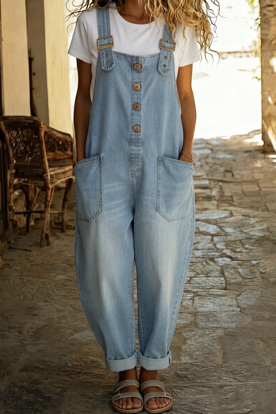 Rocio | Tuta casual in denim con fibbia regolabile