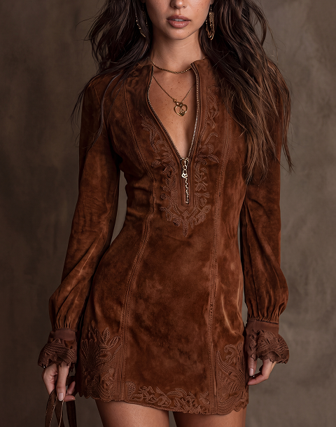 Abito elegante mini abito a maniche lunghe, abbigliamento casual da donna