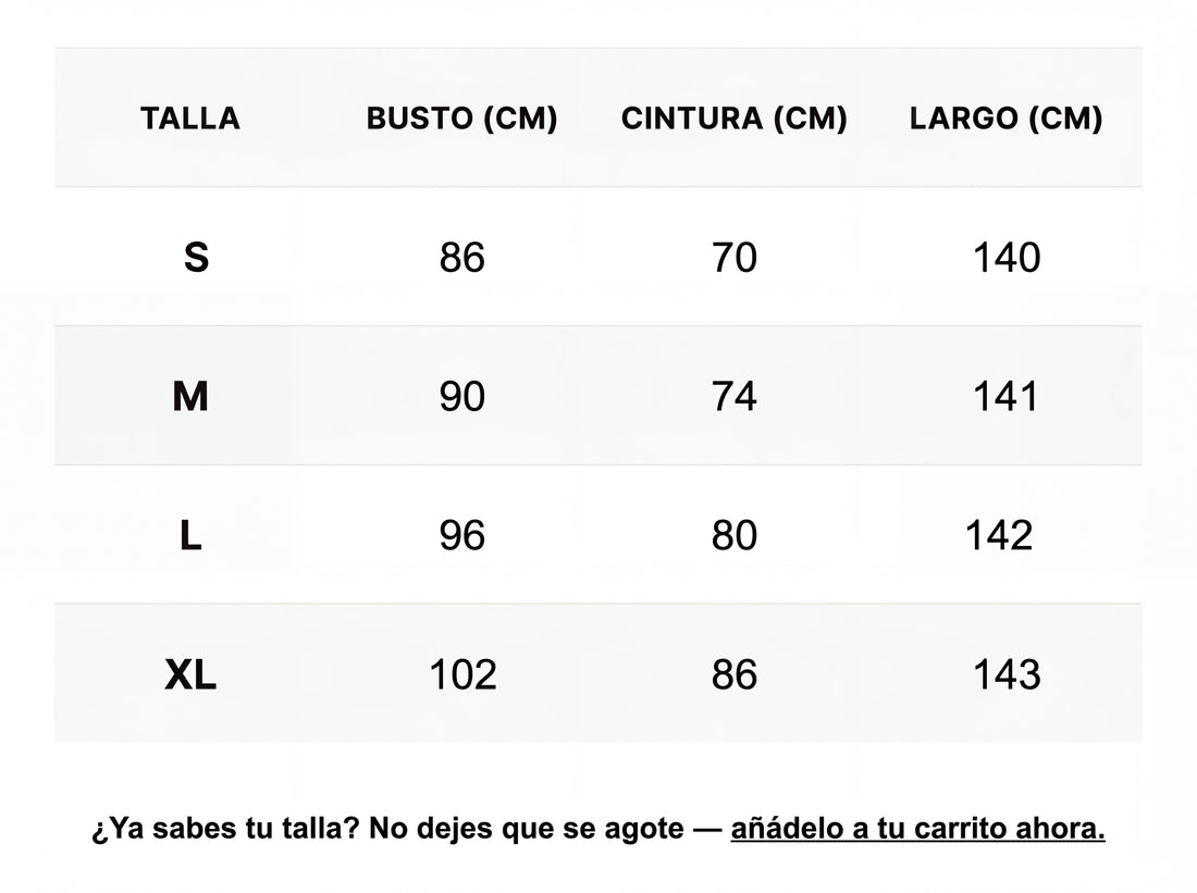 Tabella taglie in centimetri