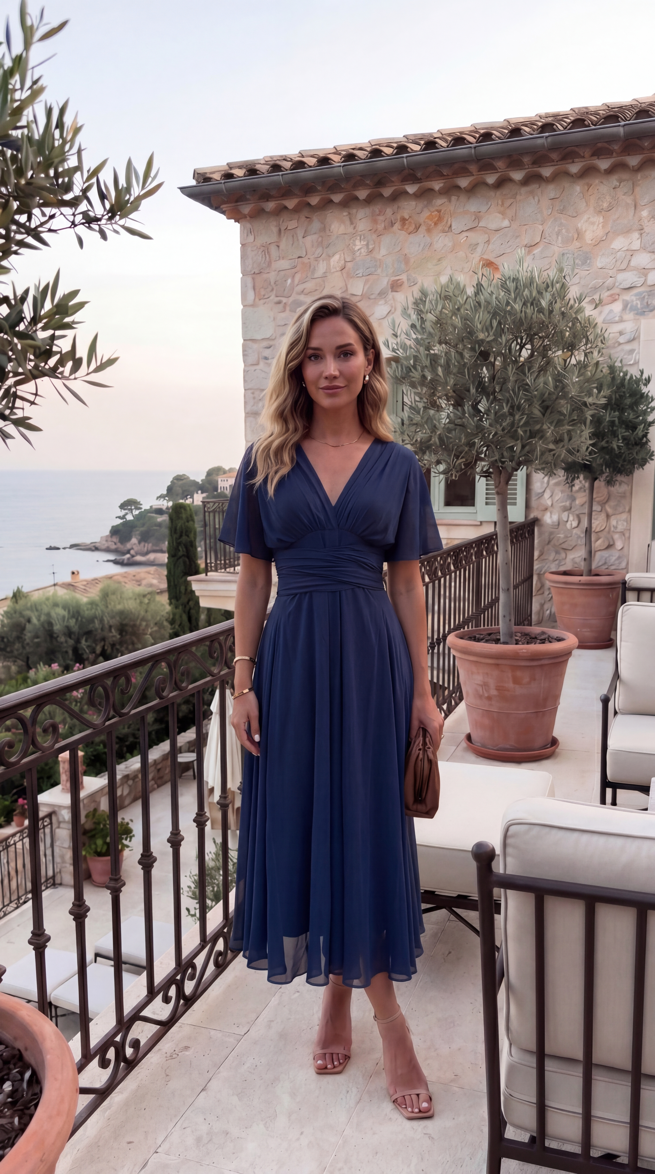 The Murano | Vestido azul marino con falda asimétrica y múltiples formas de llevar