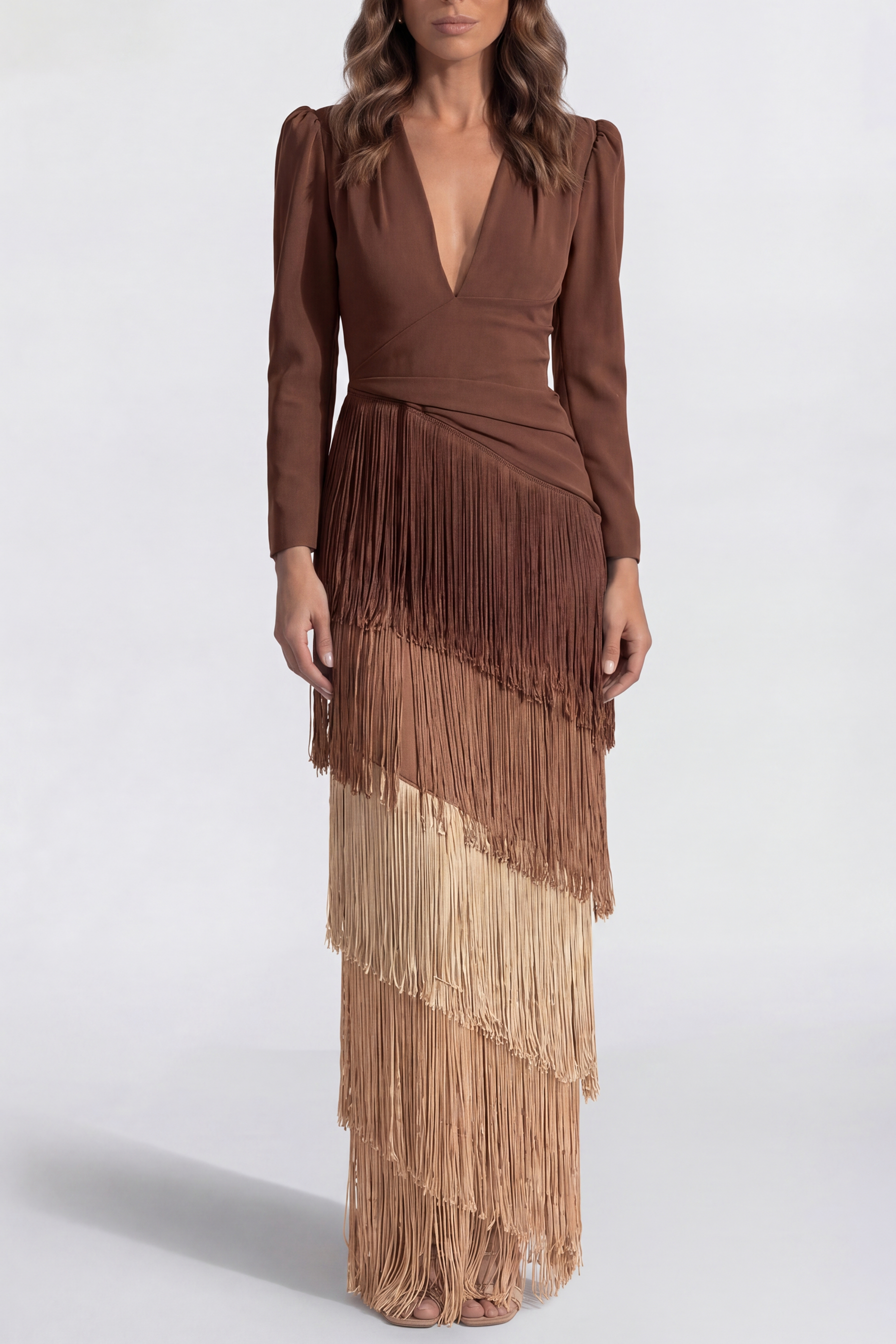 The Venezia | Vestido Largo de Flecos con Escote en V
