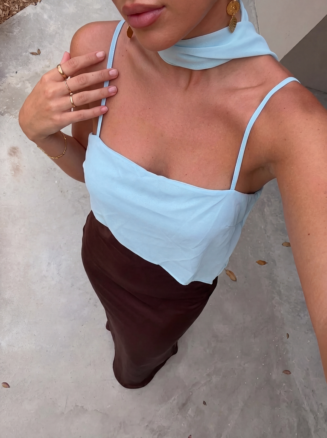 Abito Zahara blu e marrone