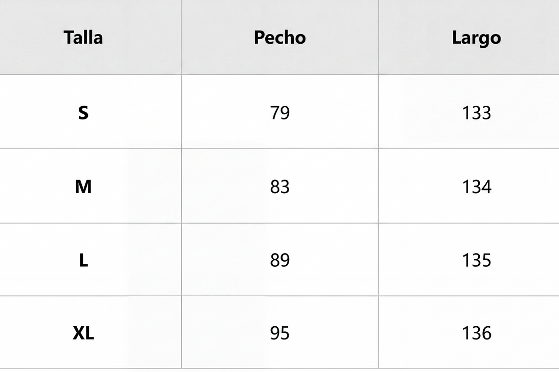 Tabella taglie in centimetri