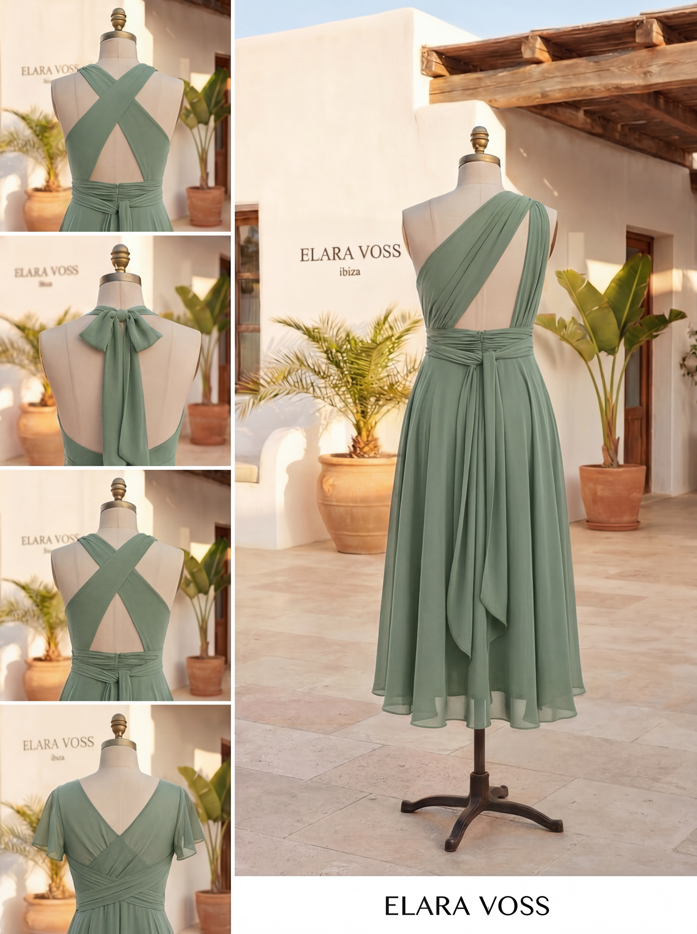 The Murano | Vestido azul marino con falda asimétrica y múltiples formas de llevar