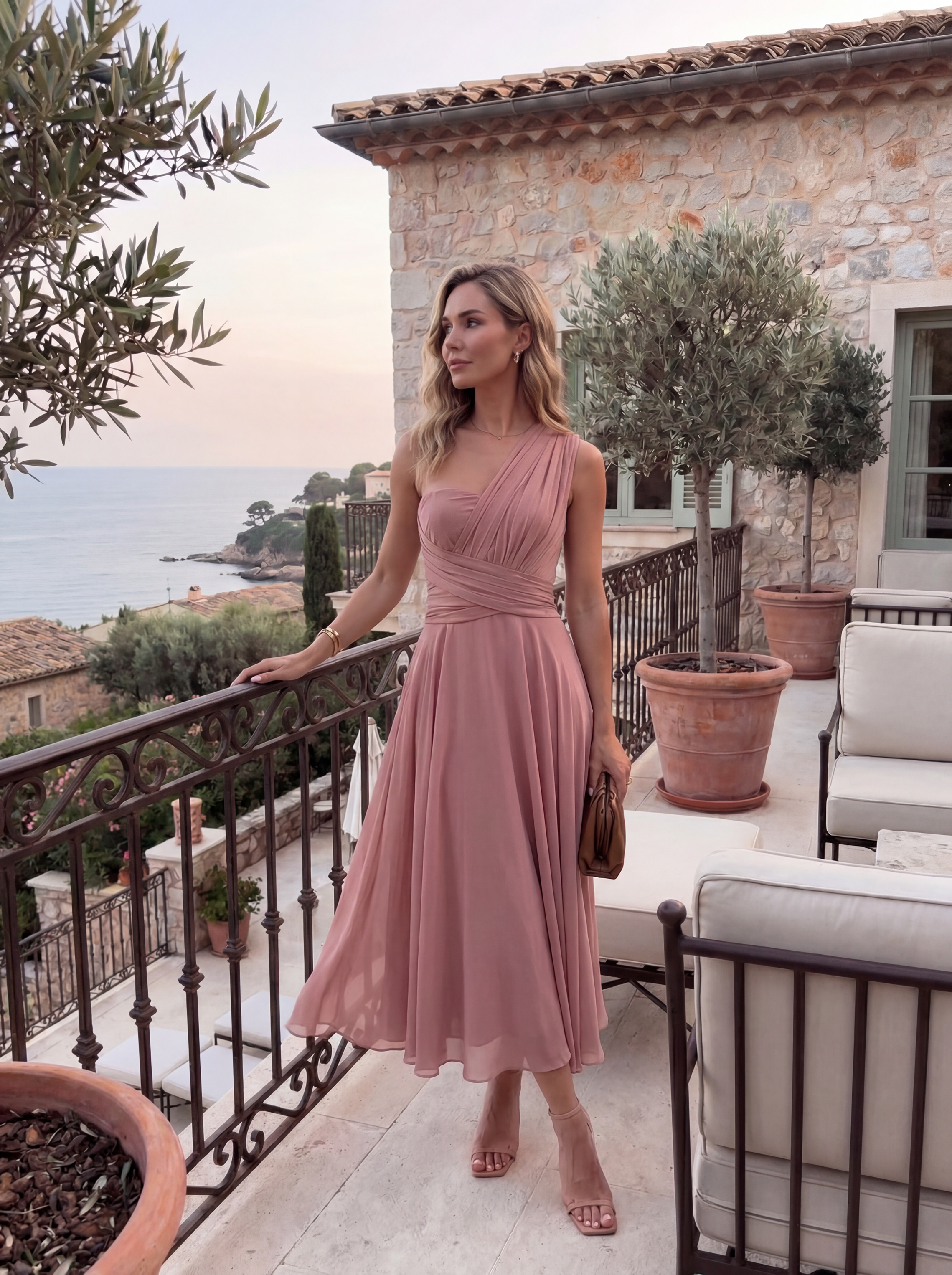 The Murano | Vestido azul marino con falda asimétrica y múltiples formas de llevar