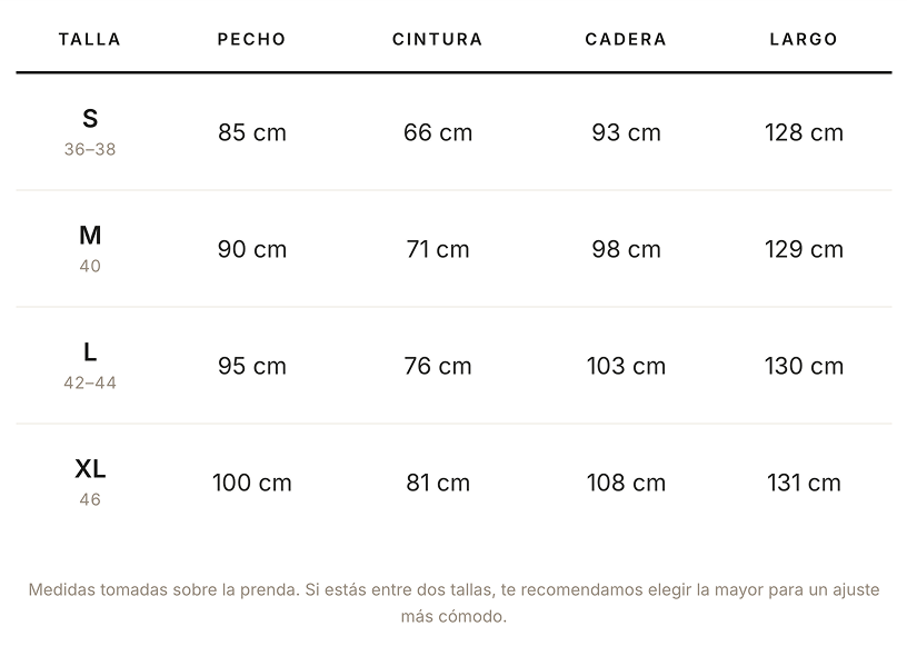 Tabella taglie in centimetri
