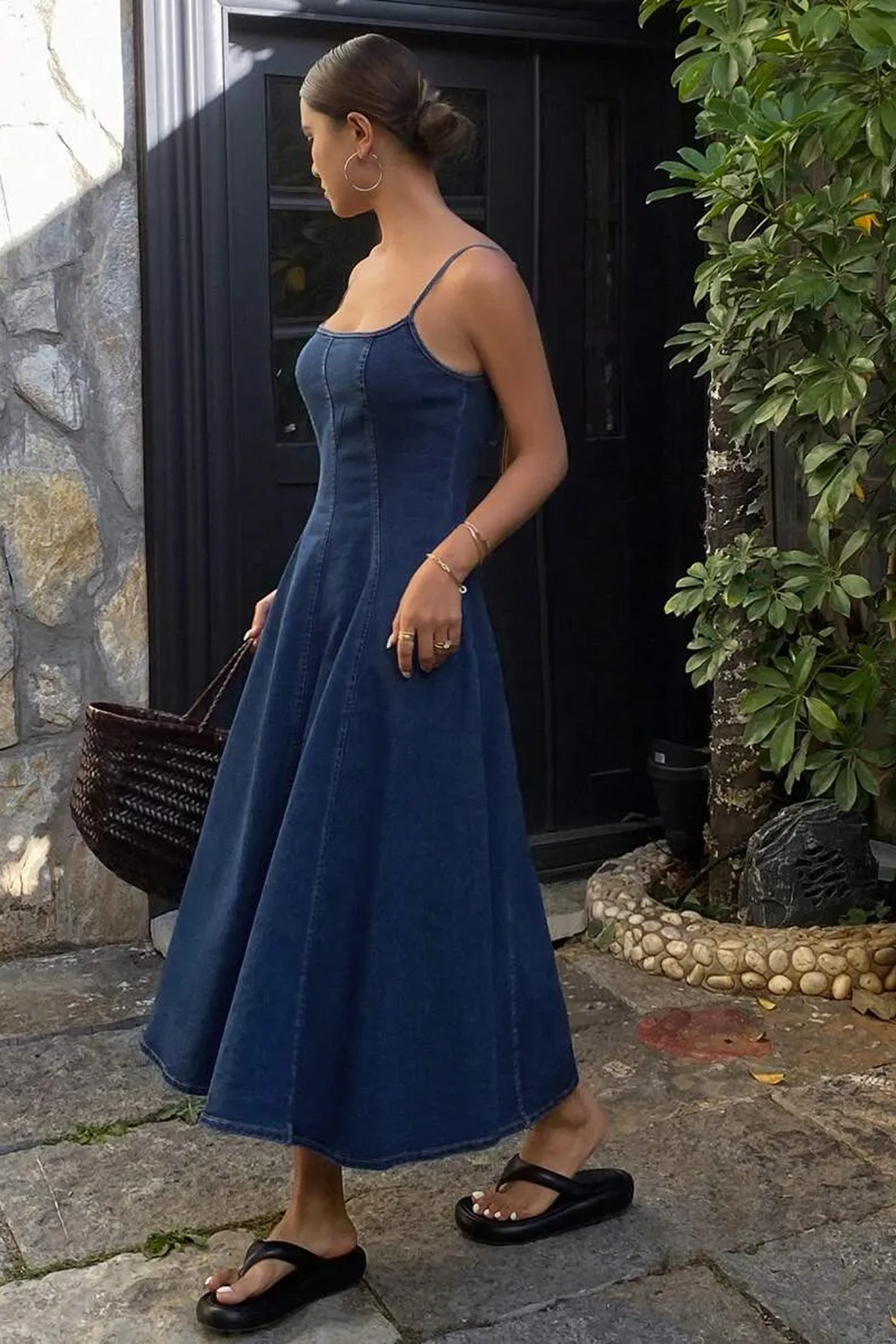 Abito Dazy con spalline in denim dalla linea ad A